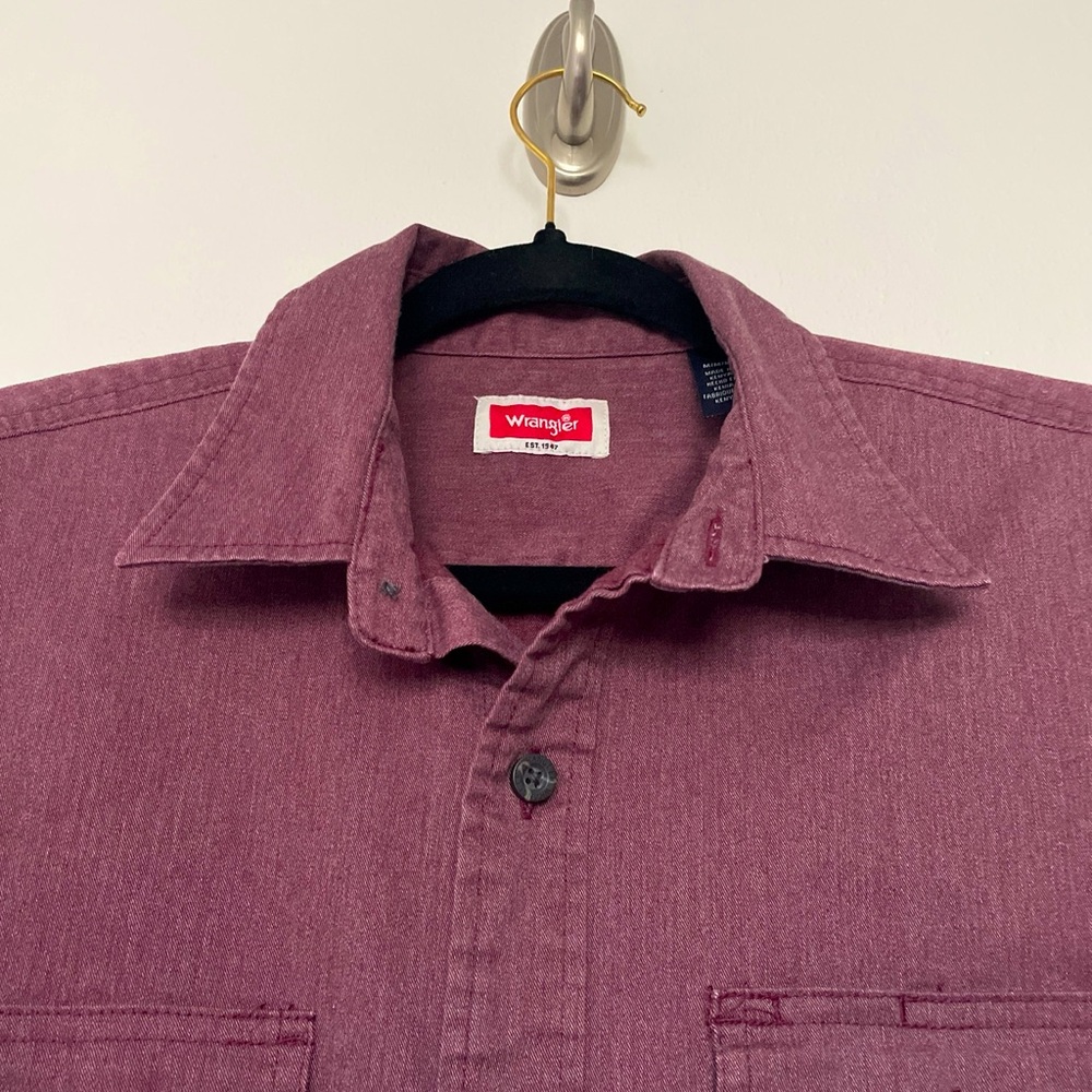 WRANGLER SHIRT SHACKET LONG SLEEVES MED TWO CHEST POCKETS WINE COLOR FOR FALL - Picture 4 of 8
